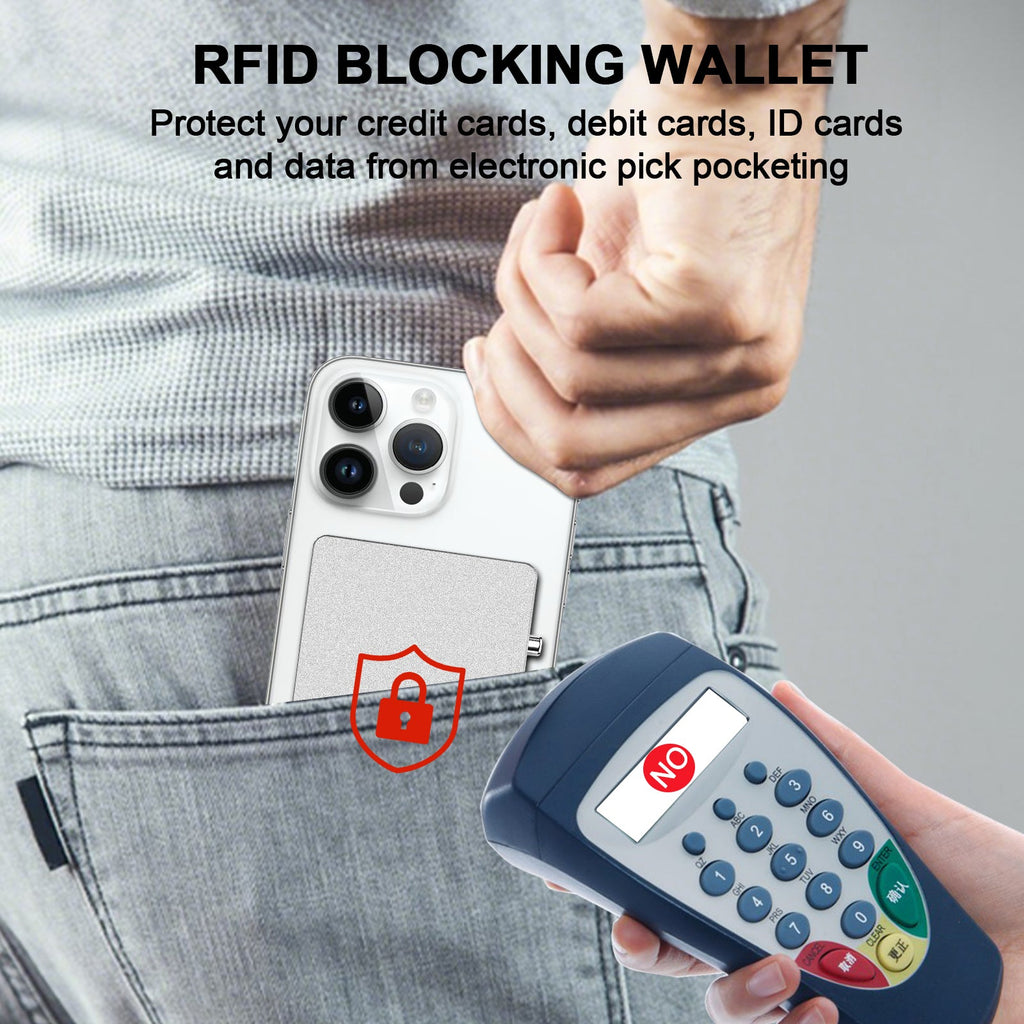 RFID Blocking Wallet – Slim Aluminum MagSafe Card Holder with Adjustable Stand