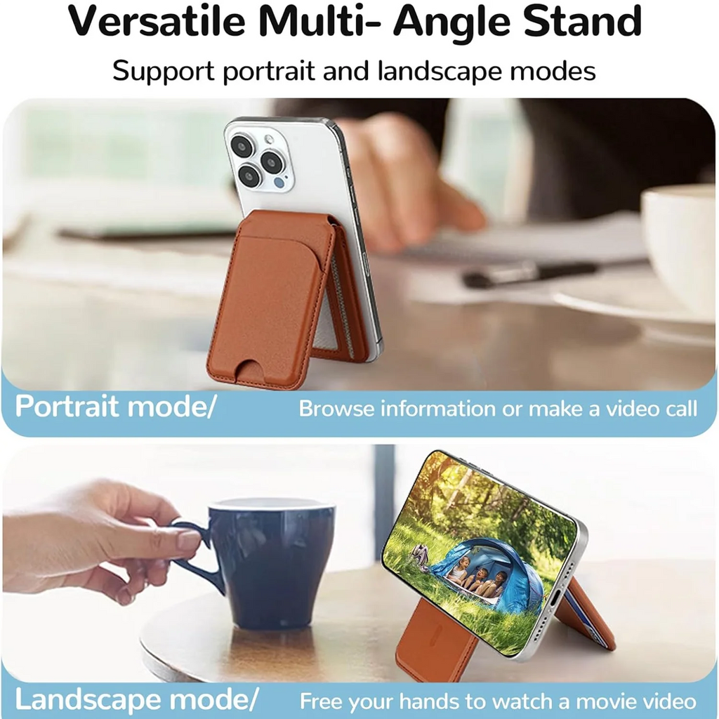 Sleek Dynamics – 2-in-1 MagSafe Leather Wallet with Stand for iPhone 16/15/14/13/12