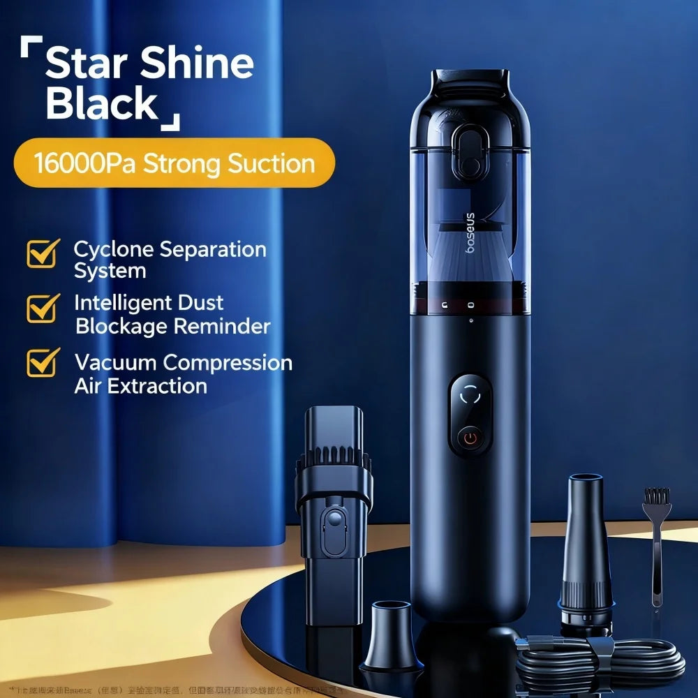 Baseus A5 Cordless Car Vacuum & Blower — 16,000Pa Suction, HEPA Filter
