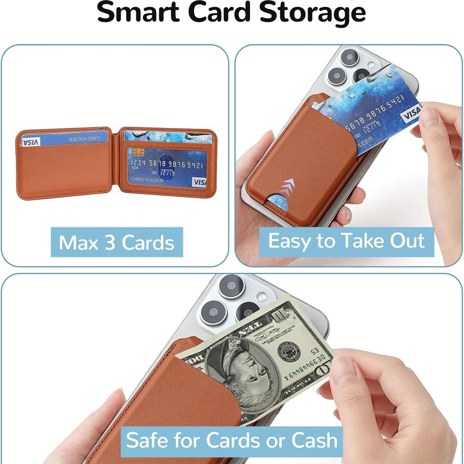 Sleek Dynamics – 2-in-1 MagSafe Leather Wallet with Stand for iPhone 16/15/14/13/12