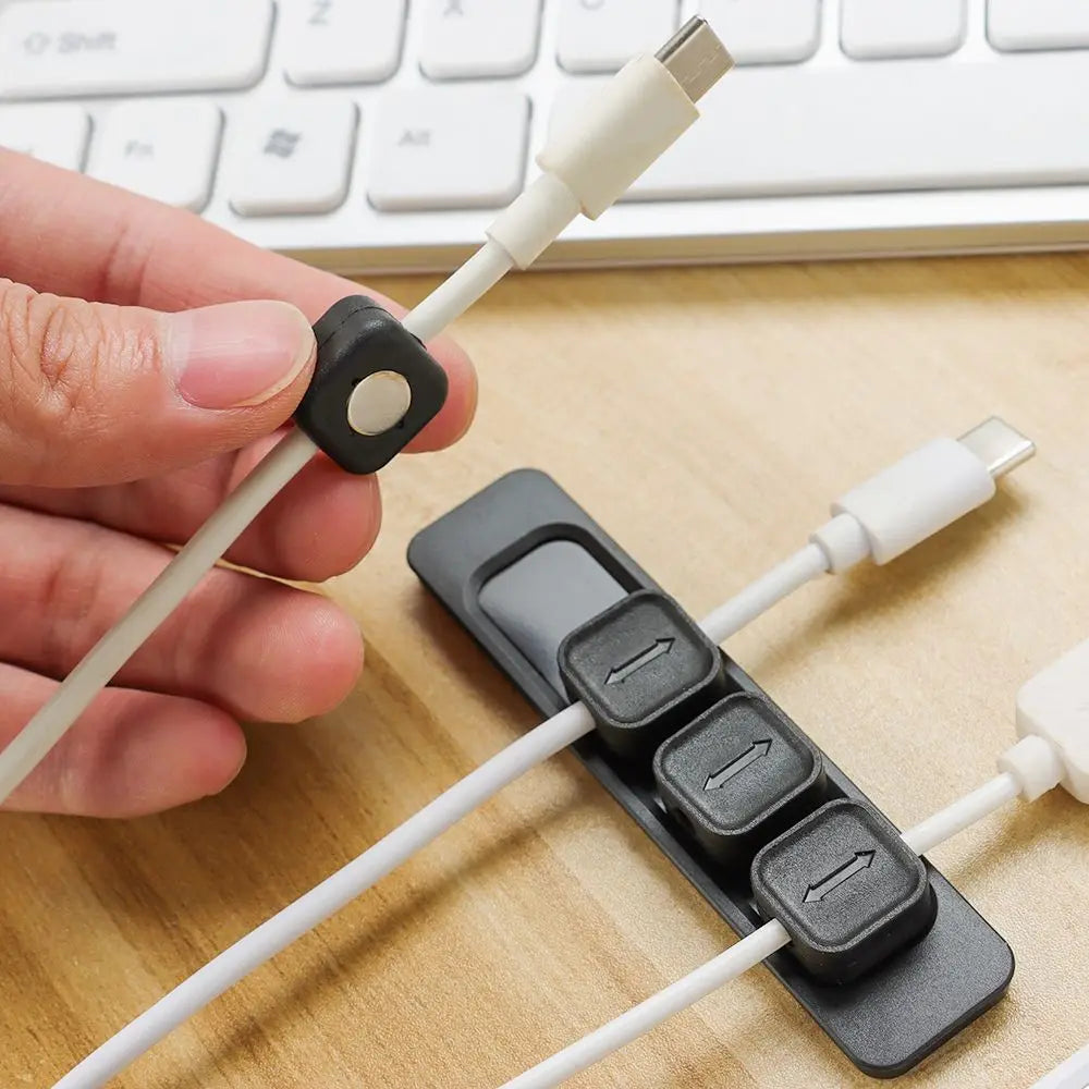 Self-adhesive Silicone Magnetic Cable Organizer DIY USB Cables Holder Silicone Flexible Desktop Clips for Mouse Wire Organizer
