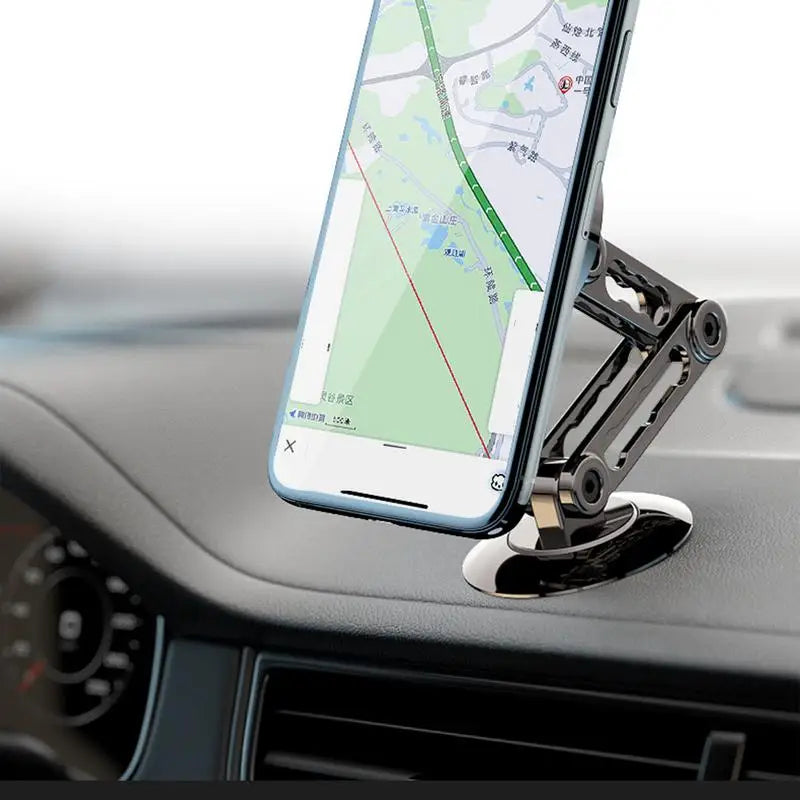 Magnetic Car Phone Holder Mount Alloy Folding Magnetic Cell Phone Holder 360 Rotation Aluminum Alloy Car Mount Ultra Magnetic