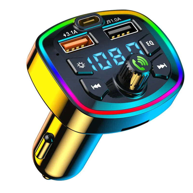 Bluetooth 5.0 FM Transmitter for Car — Dual USB, Hands-Free Mic & MP3 Player