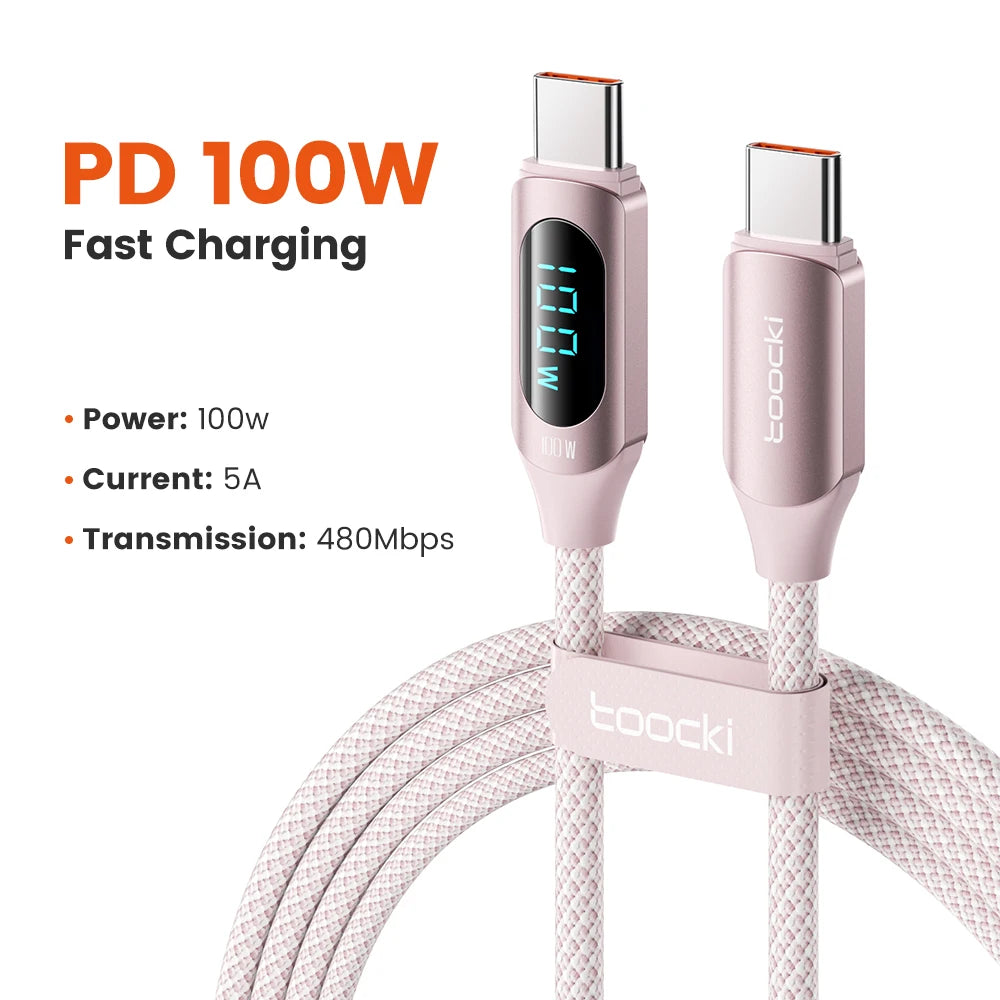 Sleek Dynamics – 100W USB-C Cable with Display for MacBook, iPad and Android