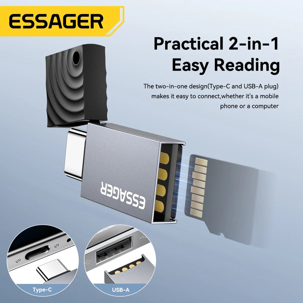 Essager 2 in 1 USB Card Reader USB To Micro SD TF Card Reader for Computer Laptop Accessories Smart Card Reader SD Card Reader