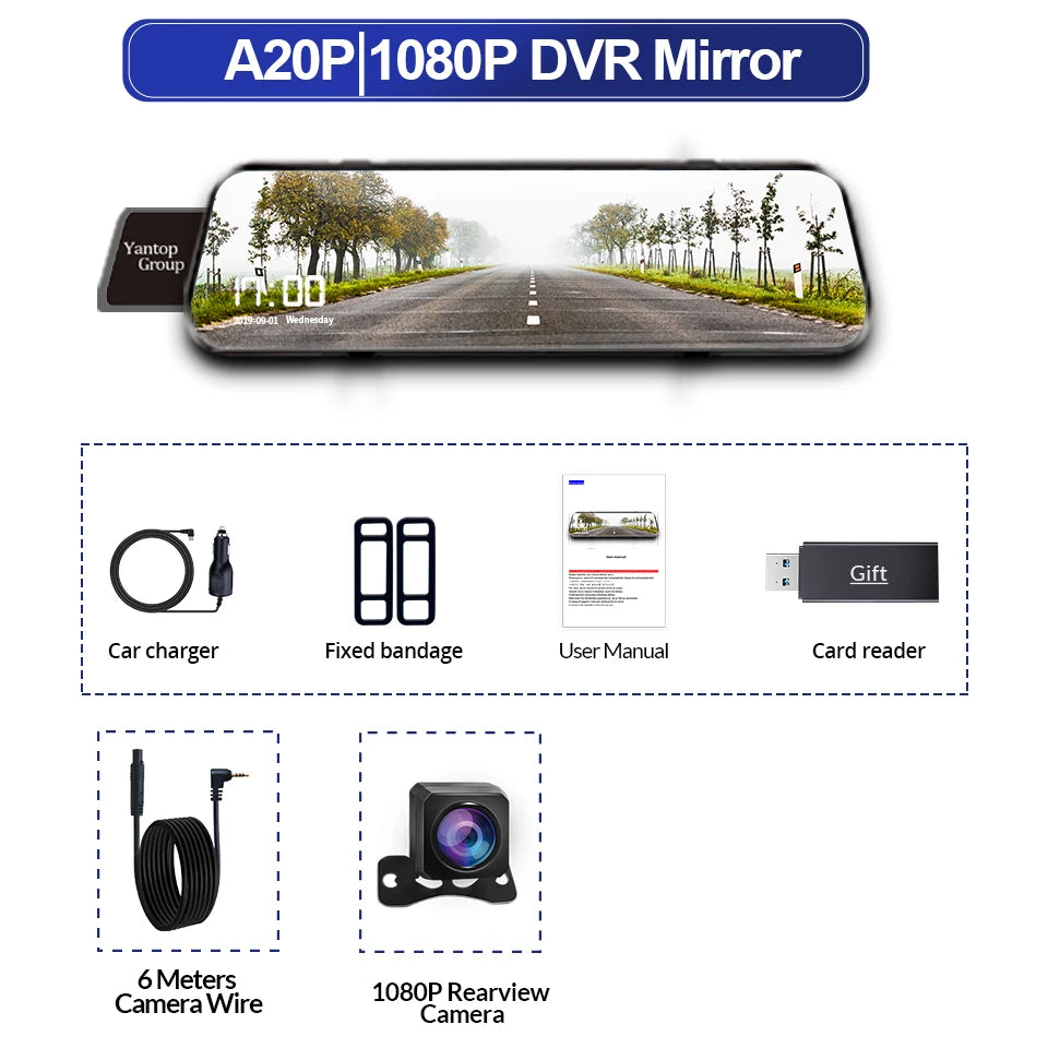 10" Smart Mirror Dash Cam — Dual 1080p, Night Vision & Backup Camera