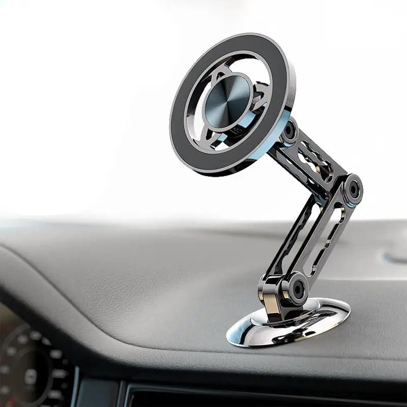 Magnetic Car Phone Holder Mount Alloy Folding Magnetic Cell Phone Holder 360 Rotation Aluminum Alloy Car Mount Ultra Magnetic