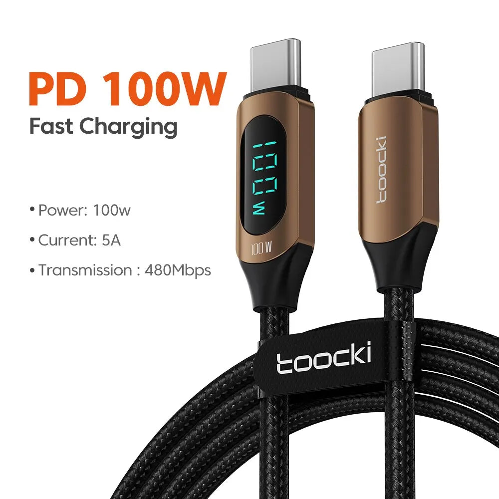 Sleek Dynamics – 100W USB-C Cable with Display for MacBook, iPad and Android