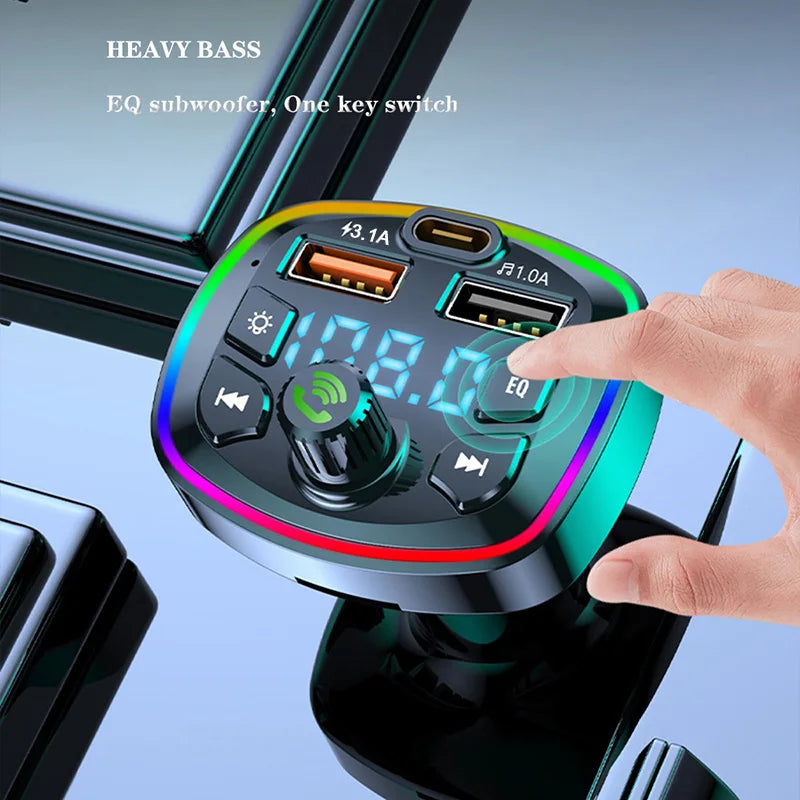 Bluetooth 5.0 FM Transmitter for Car — Dual USB, Hands-Free Mic & MP3 Player