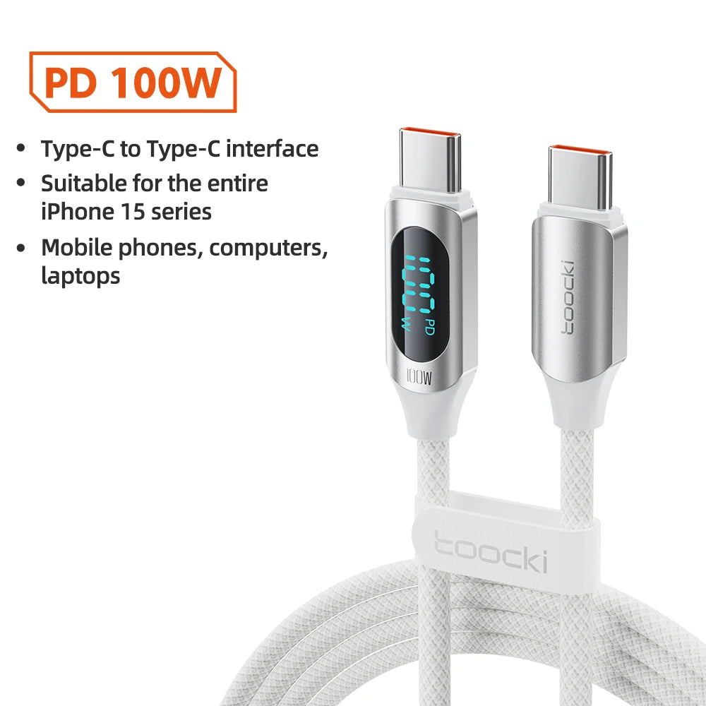 Sleek Dynamics – 100W USB-C Cable with Display for MacBook, iPad and Android