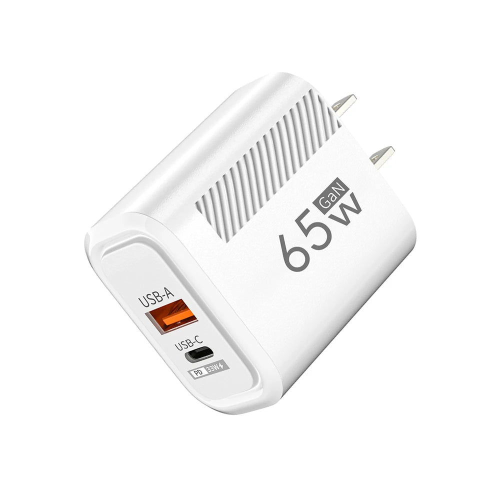 65W GaN USB-C Fast Charger — Travel Wall Adapter for iPhone, Samsung & Xiaomi