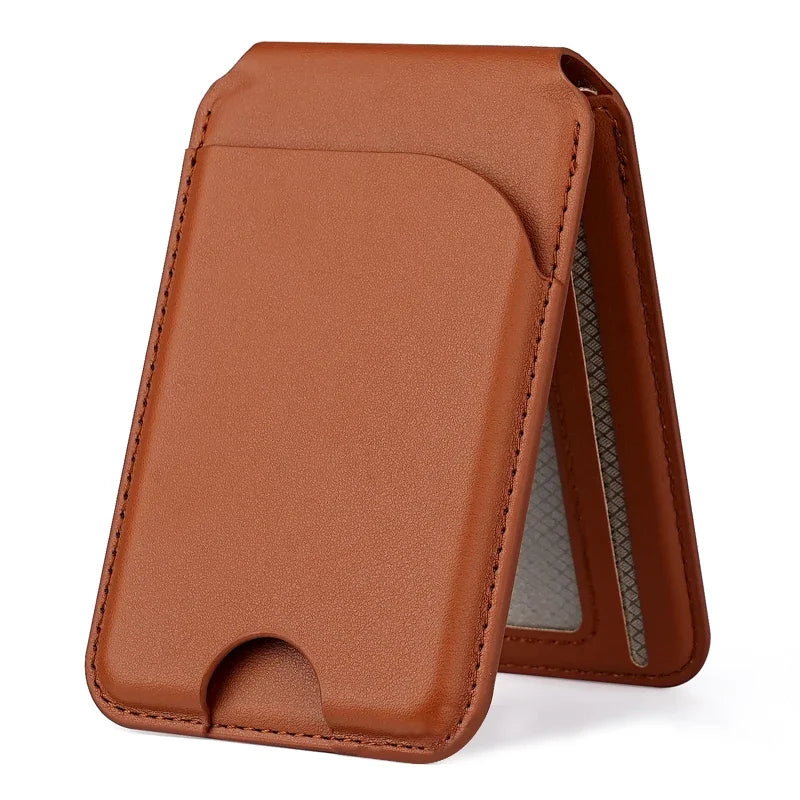 Sleek Dynamics – 2-in-1 MagSafe Leather Wallet with Stand for iPhone 16/15/14/13/12