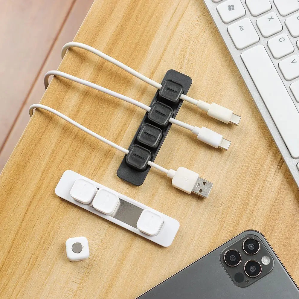 Self-adhesive Silicone Magnetic Cable Organizer DIY USB Cables Holder Silicone Flexible Desktop Clips for Mouse Wire Organizer