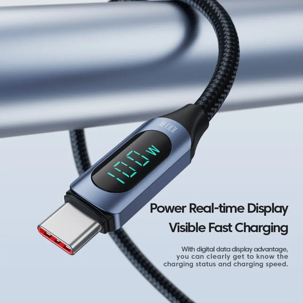 Sleek Dynamics – 100W USB-C Cable with Display for MacBook, iPad and Android