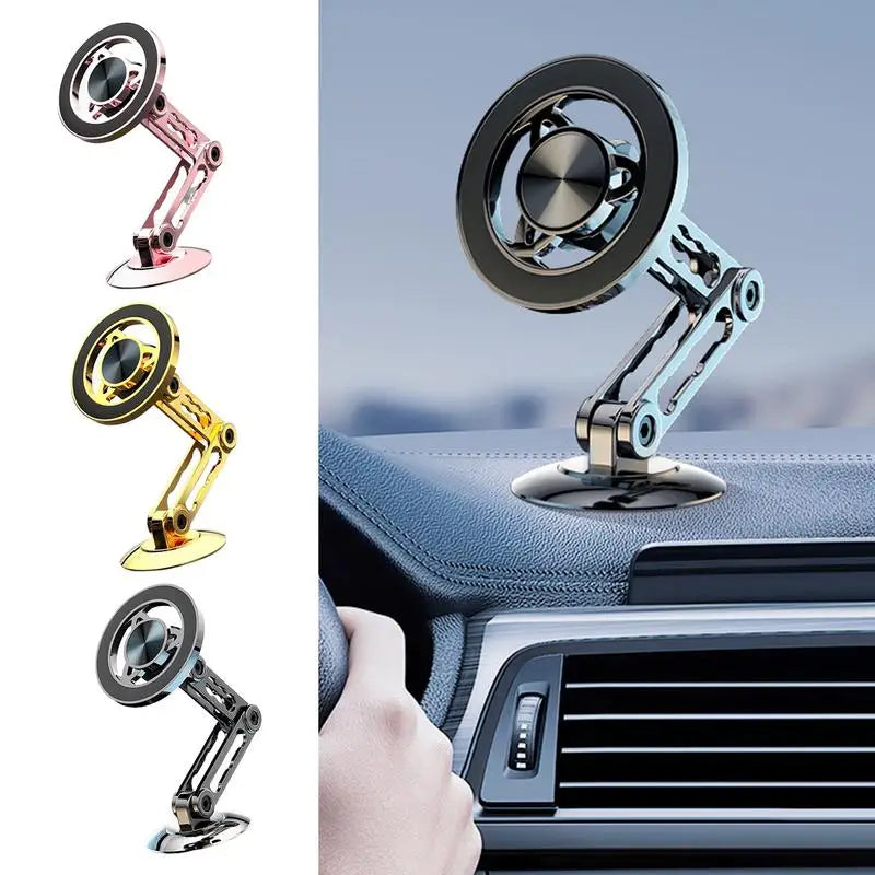 Magnetic Car Phone Holder Mount Alloy Folding Magnetic Cell Phone Holder 360 Rotation Aluminum Alloy Car Mount Ultra Magnetic