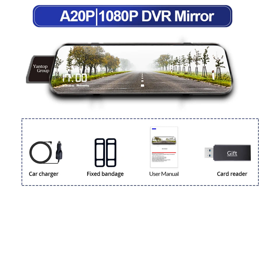 10" Smart Mirror Dash Cam — Dual 1080p, Night Vision & Backup Camera