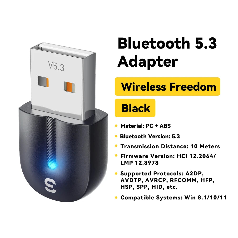 Essager USB Bluetooth Adapter Dongle Bluetooth 5.3 for PC Laptop Speaker Audio Receiver Wireless Mouse Keyboard USB Transmitter