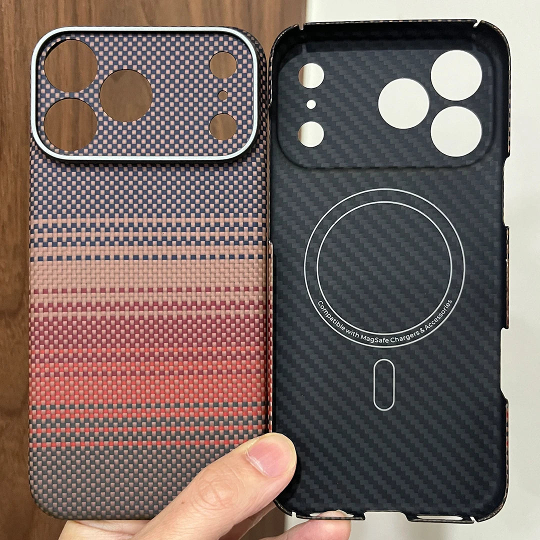 Sleek Dynamics – Aramid Carbon Fiber MagSafe Case for iPhone 17/16/15/14 Ultra-Slim