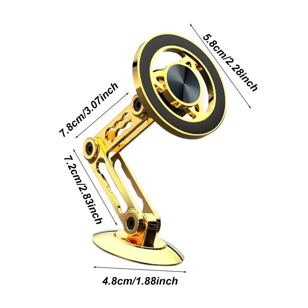 Magnetic Car Phone Holder Mount Alloy Folding Magnetic Cell Phone Holder 360 Rotation Aluminum Alloy Car Mount Ultra Magnetic