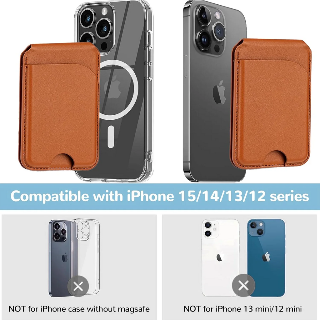 Sleek Dynamics – 2-in-1 MagSafe Leather Wallet with Stand for iPhone 16/15/14/13/12