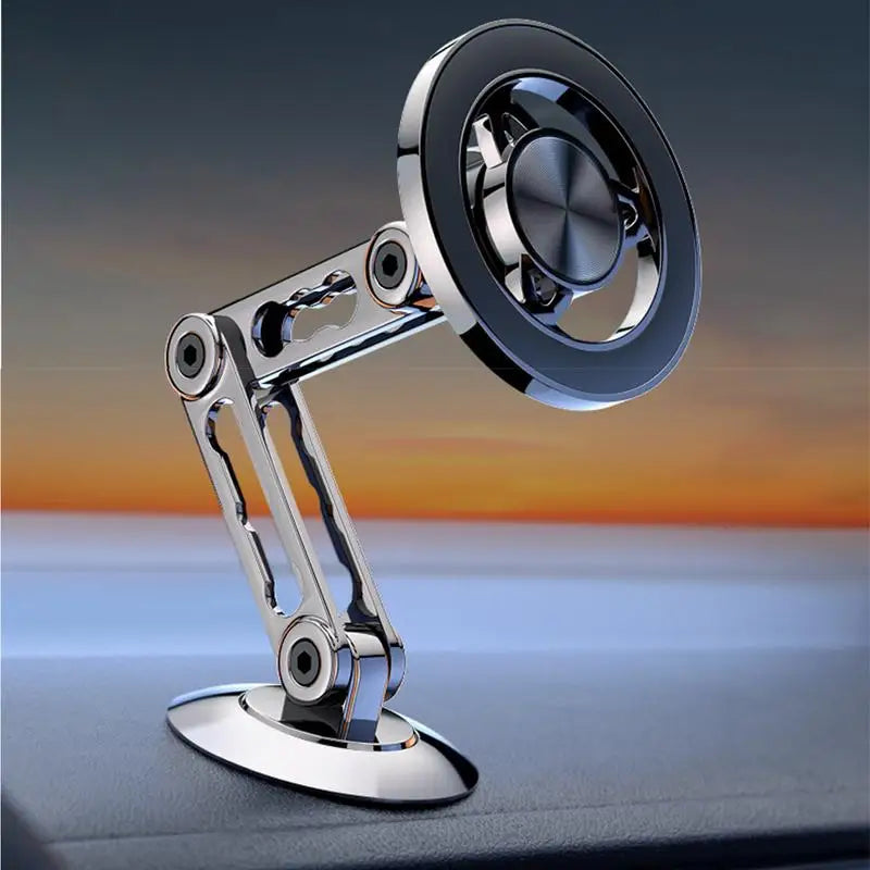 Magnetic Car Phone Holder Mount Alloy Folding Magnetic Cell Phone Holder 360 Rotation Aluminum Alloy Car Mount Ultra Magnetic