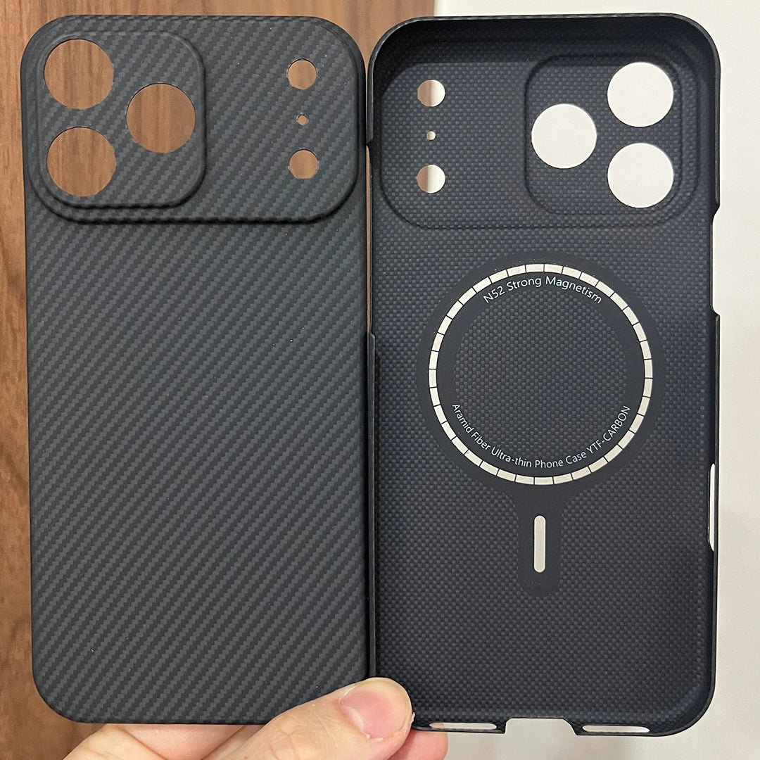 Sleek Dynamics – Aramid Carbon Fiber MagSafe Case for iPhone 17/16/15/14 Ultra-Slim