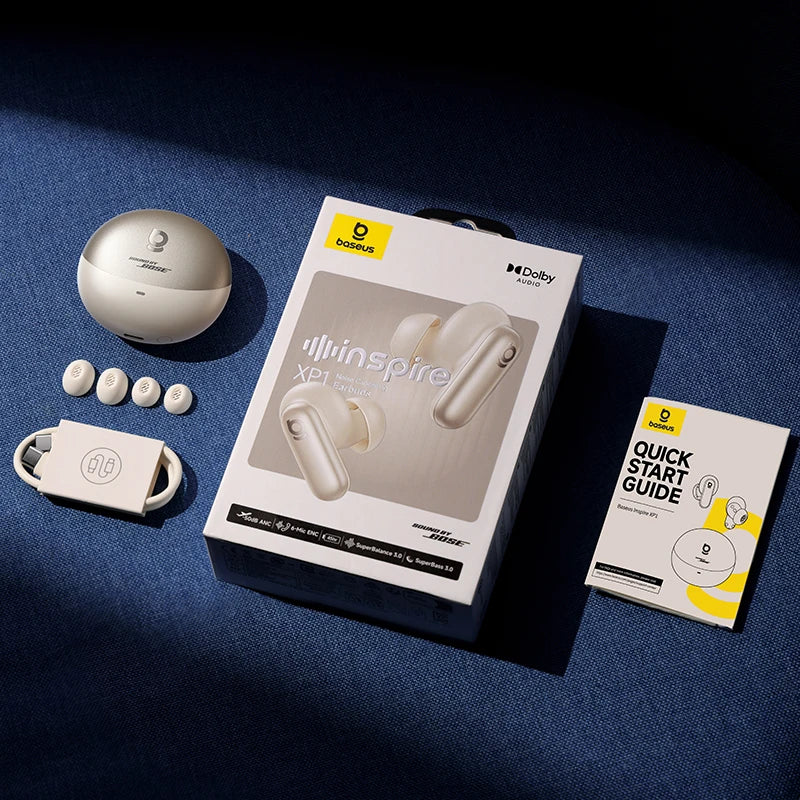 Baseus Inspire XP1 Adaptive ANC Wireless Earbuds Bluetooth 6.1 LDAC Hi-Res Dolby Audio 6 Mic ENC Wireless Earphone Sound by Bose