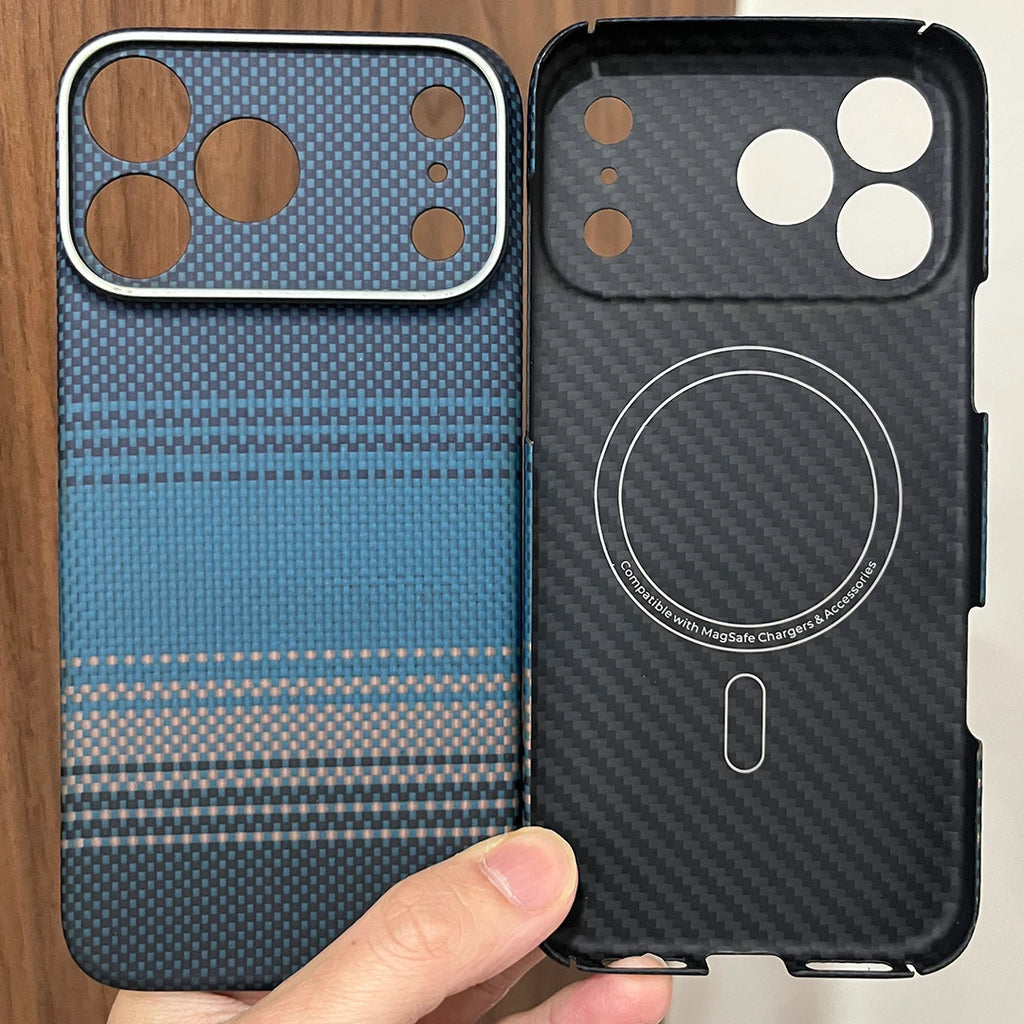 Sleek Dynamics – Aramid Carbon Fiber MagSafe Case for iPhone 17/16/15/14 Ultra-Slim