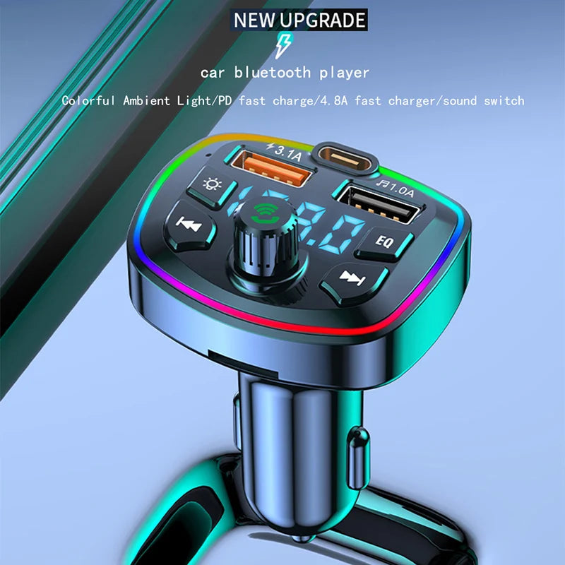 Bluetooth 5.0 FM Transmitter for Car — Dual USB, Hands-Free Mic & MP3 Player