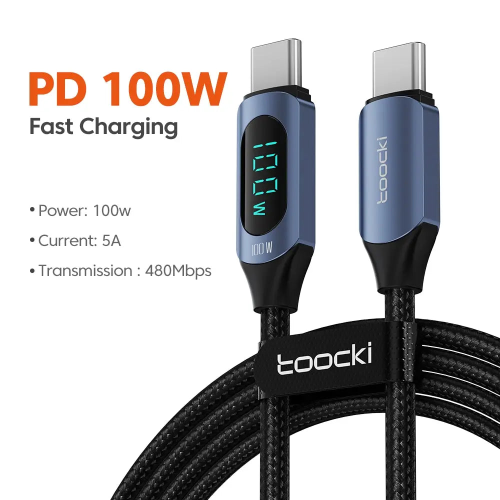 Sleek Dynamics – 100W USB-C Cable with Display for MacBook, iPad and Android