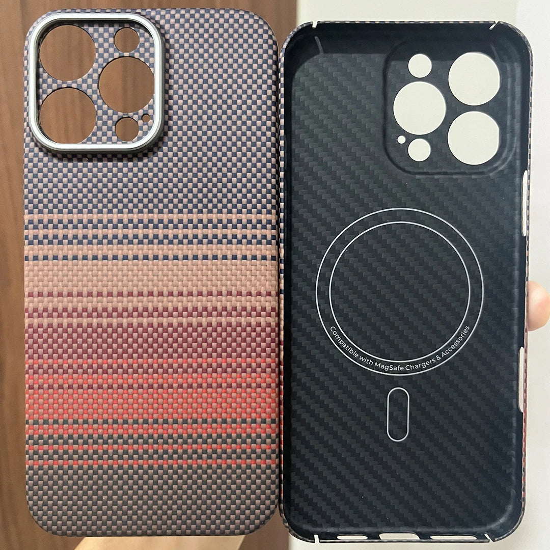 Sleek Dynamics – Aramid Carbon Fiber MagSafe Case for iPhone 17/16/15/14 Ultra-Slim