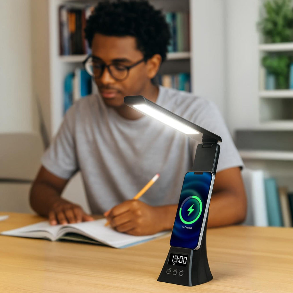 Modern Workspace Bundle — LED Desk Lamp + Wireless Mug Warmer & Charger