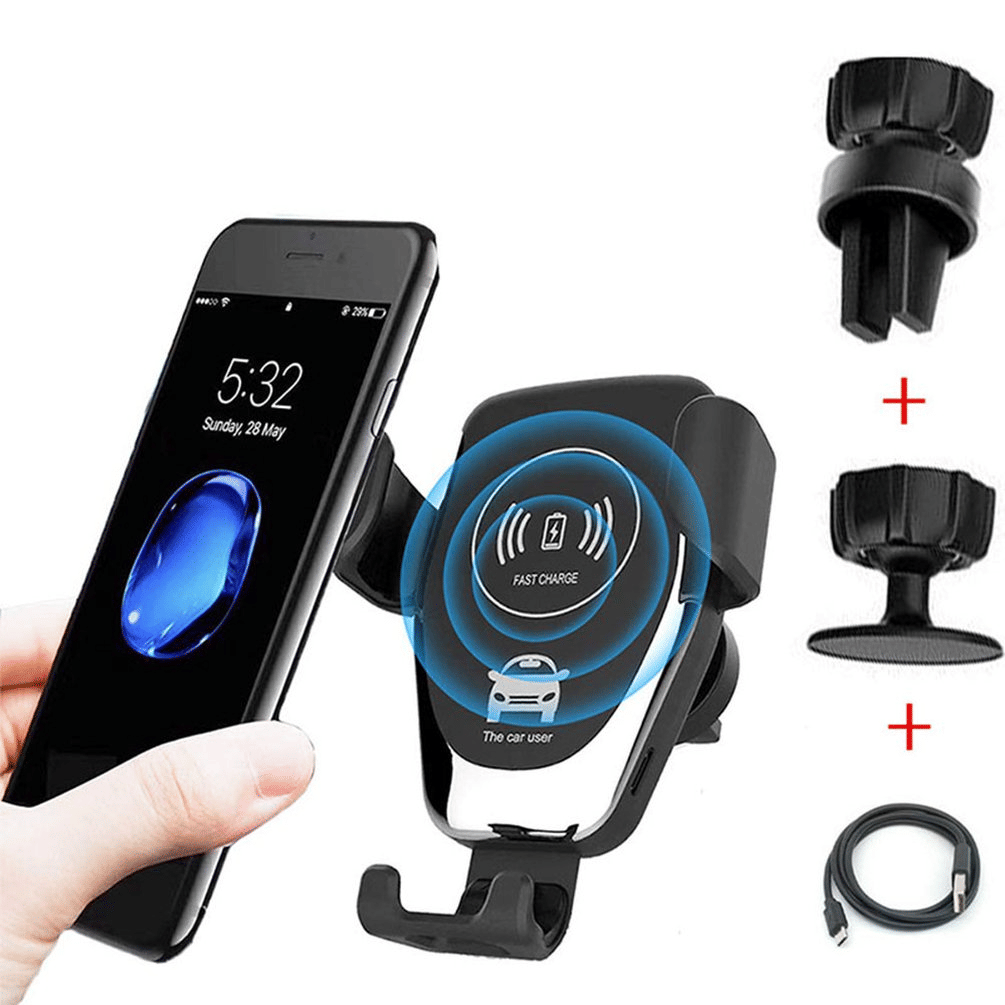 10W Wireless Car Charger Mount — Auto-Clamping, Fast Qi Charging